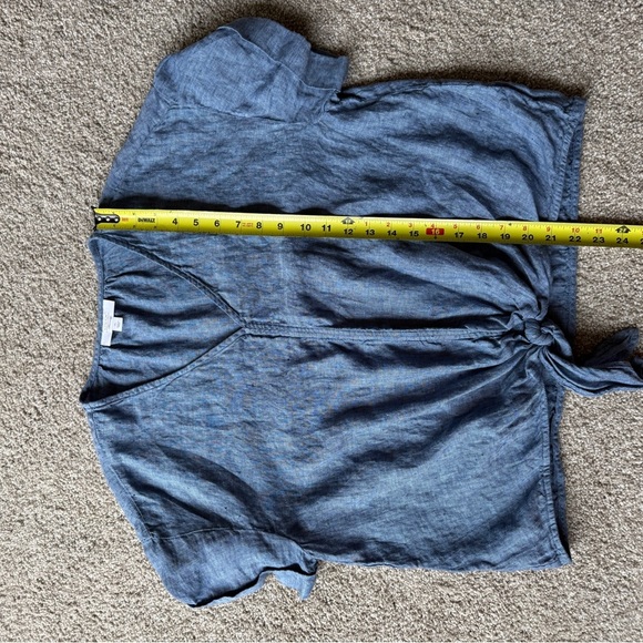 Charter Club Luxury Linen Front Tie Blue Lagenlook Top - Picture 10 of 10